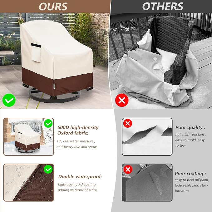 Patio Chair Covers for Outdoor Furniture Waterproof 4 Pack, Heavy Duty - Image 6