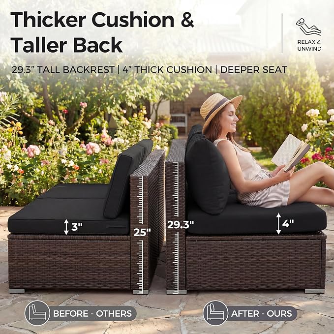 NICESOUL 29.3'' High Back Patio Set - Image 7