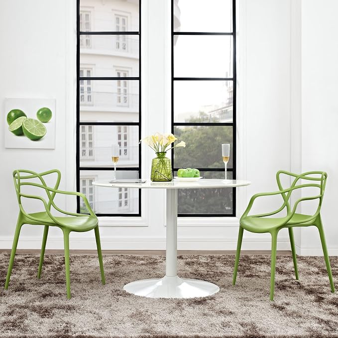 Modway Entangled Modern Molded Plastic Two Dining Armchairs in Green - Image 2