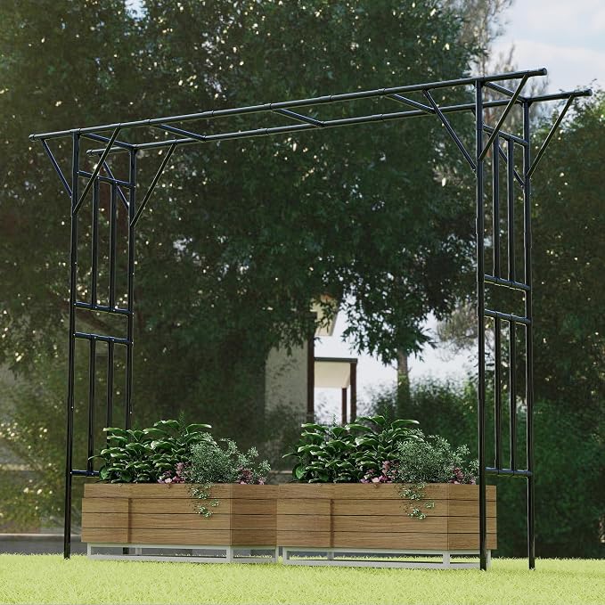 Flat Top Garden Arch Trellis 11FT x 9FT, Super Large Arbor Trellis by OnlyGarden