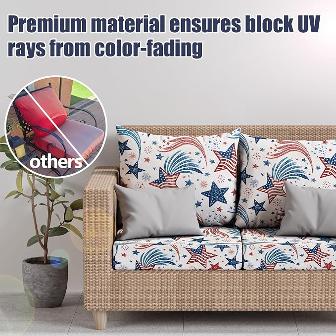 8Pcs Square Small Stretch Patio Cushion Covers, Couch & Sofa Replacement - Image 3