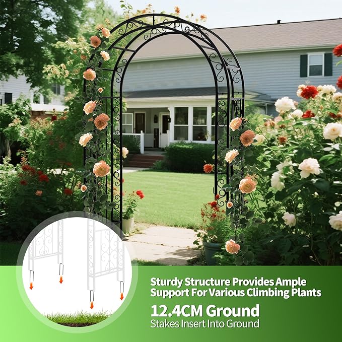 Garden Arch Arbor 83 Inches Tall, Heavy Duty Metal Iron Arbor - Image 5