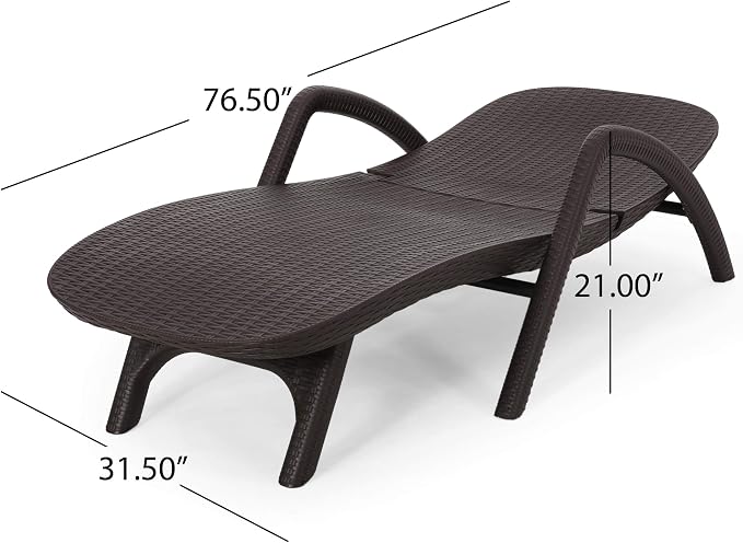 Christopher Knight Home Blanche Outdoor Faux Wicker Chaise Lounge, Dark Brown - Image 3
