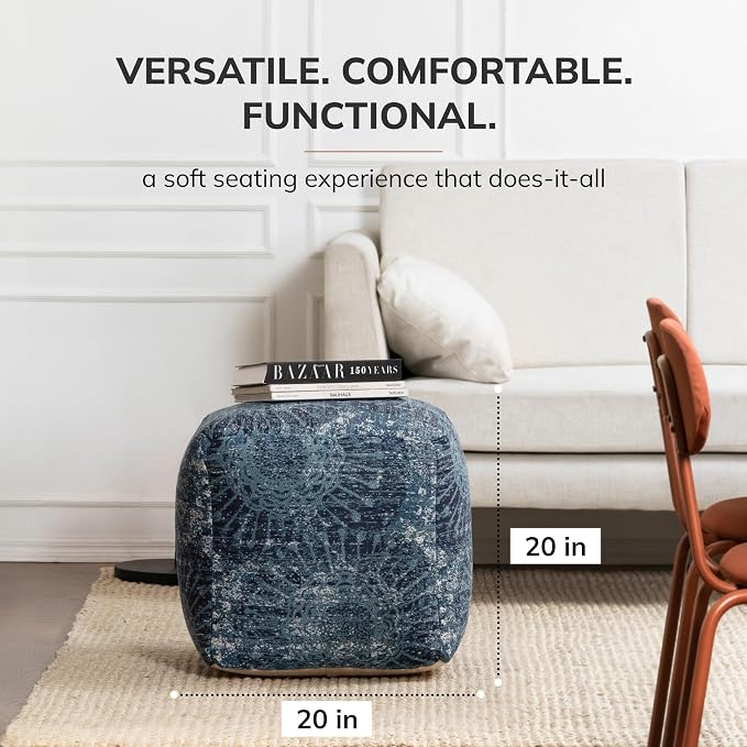 Anji Mountain 100% Handmade & Handcrafted Comfortable Home Décor Pouf Ottoman - Image 3