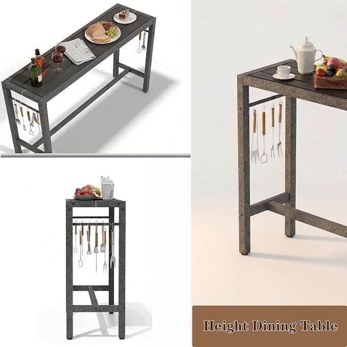 Outdoor Patio Bar Table, Metal Pub Height Bistro Deske - Image 5