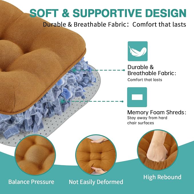 BETU Chair Cushions for Dining Chairs Set of 6, 3.5" Thick Kitchen Table Chair - Image 7