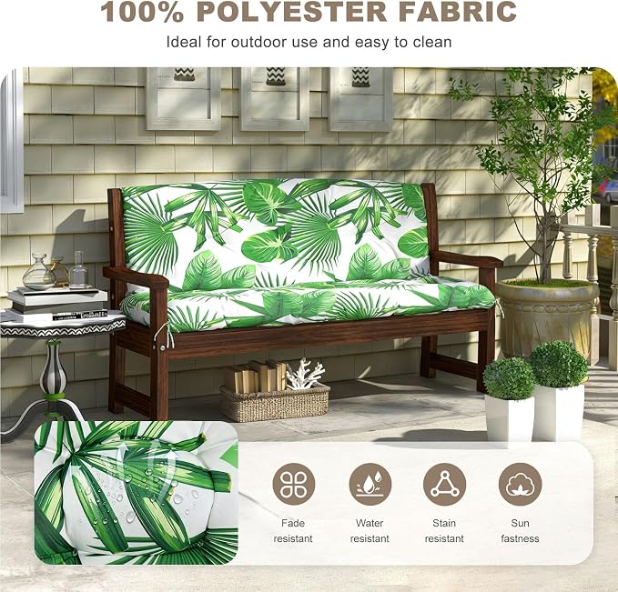 Porch Swing Cushion with Backrest, Waterproof Bench Cushion - Image 2