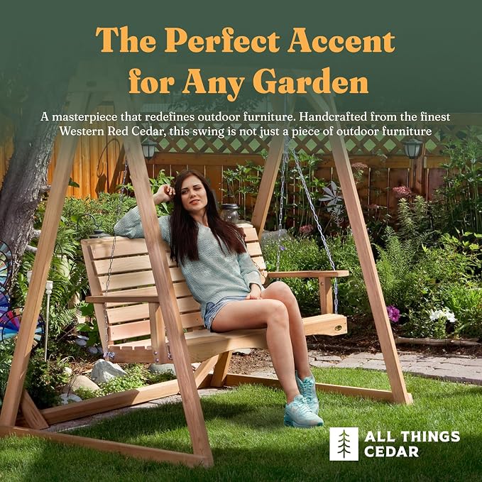 All Things Cedar Wooden Porch Swing, Outdoor Patio Furniture, 4 Foot - Image 4