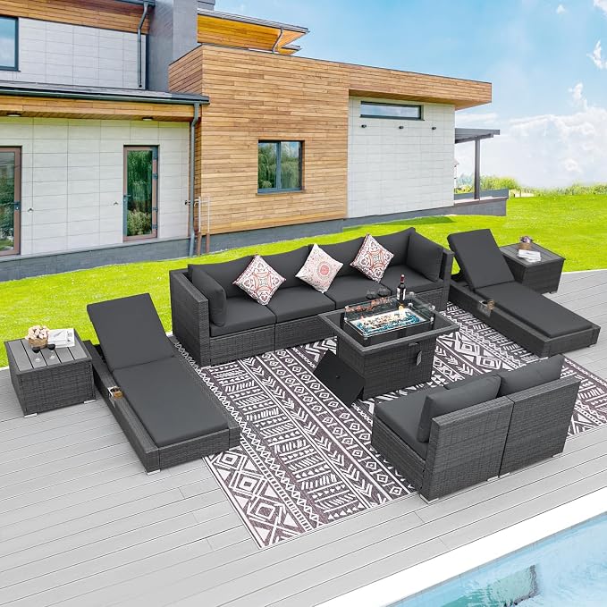 BULEXYARD 11 Piece Large High Back Outdoor Patio Furniture Sets by BULEXYARDFURNITURE