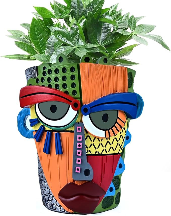 Abstract Face Planter Pots for Plants, Hand-Painted Colorful Flower Pots by Midogaigai