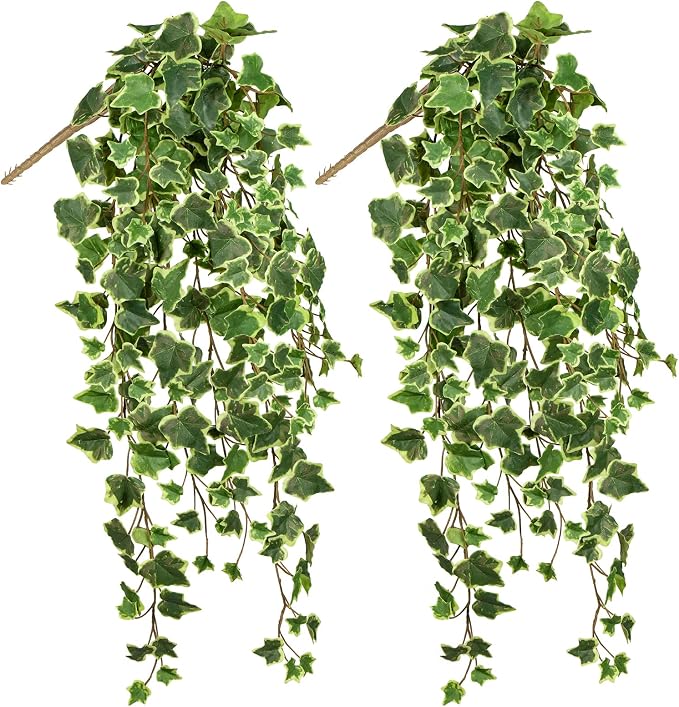 Hollyone 2pcs Artificial Hanging Plants 35.4" Fake Ivy Vine Faux Ivy Leaves by Hollyone