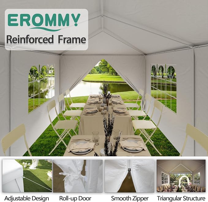 EROMMY 10x20 FT Outdoor Party Tent, Waterproof PE Fabric Event Shelter - Image 5