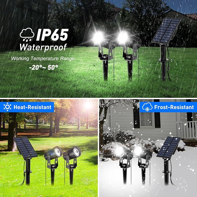 T-SUN Solar Spotlights Outdoor Waterproof, 2-in-1 Solar Landscape Spotlights - Image 6