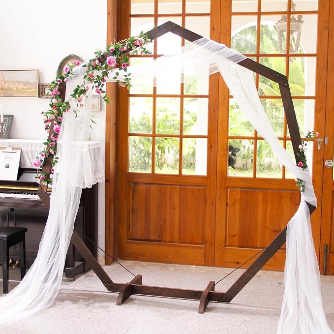 7FT Wedding Arch, Heptagonal Wood Arch - Image 8