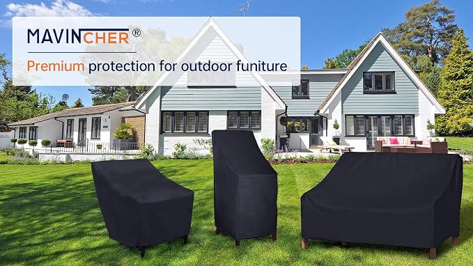 Stackable Patio Chair Covers, High Back Outdoor Chair Covers, 600D Heavy Duty - Image 8