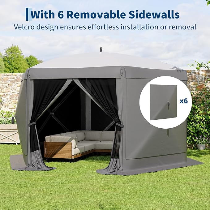13x13FT 6-Sided Pop Up Gazebo Tent，One-Push Setup Canopy Tent - Image 4