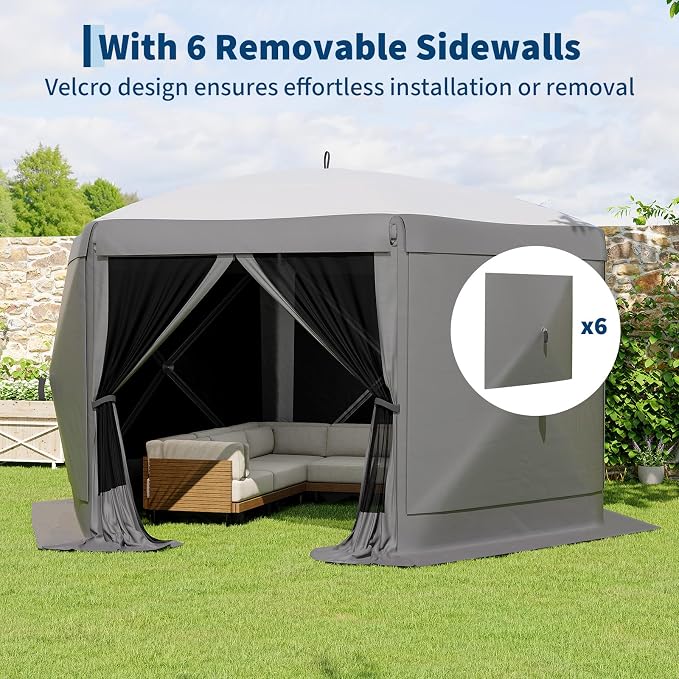 11.5x11.5FT 6-Sided Pop Up Gazebo Tent，One-Push Setup Canopy Tent - Image 4