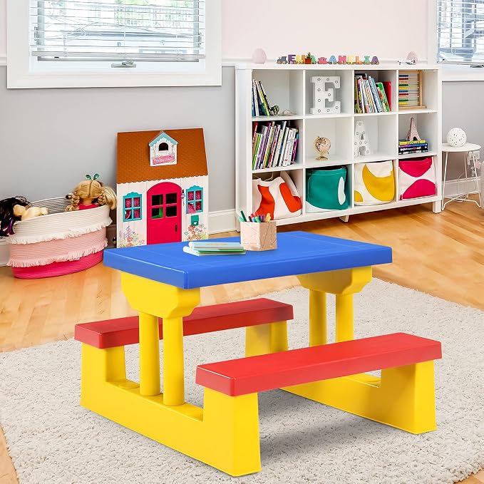ARMILE Kids Picnic Table, Kids Indoor & Outdoor Table and Bench Set - Image 8