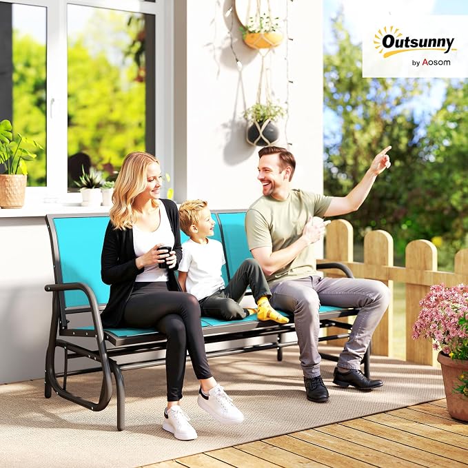 Outsunny 3-Person Patio Glider Bench, Outdoor Porch Glider Swing - Image 2