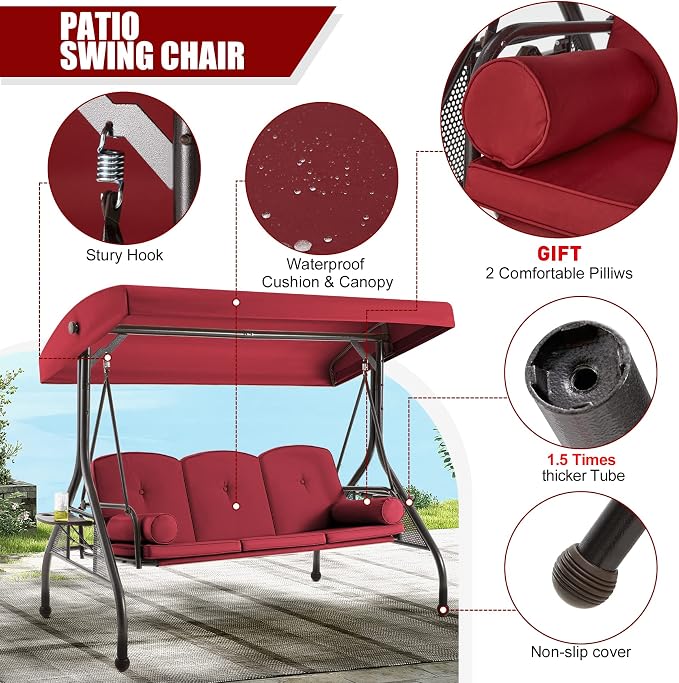 GYUTEI 3-Seat Outdoor Patio Swing - Image 5