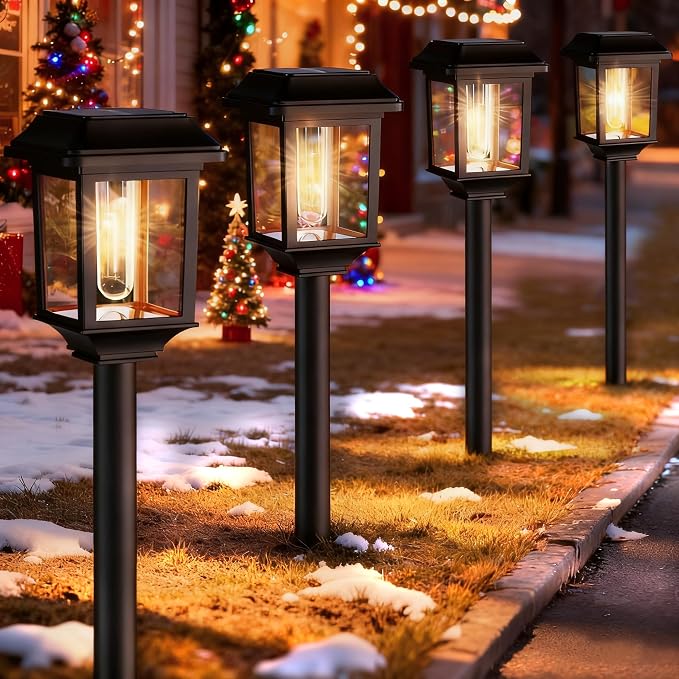 Mancra Solar Outdoor Lights Waterproof, 8 Pack Metal Glass Solar Pathway Lights - Image 8