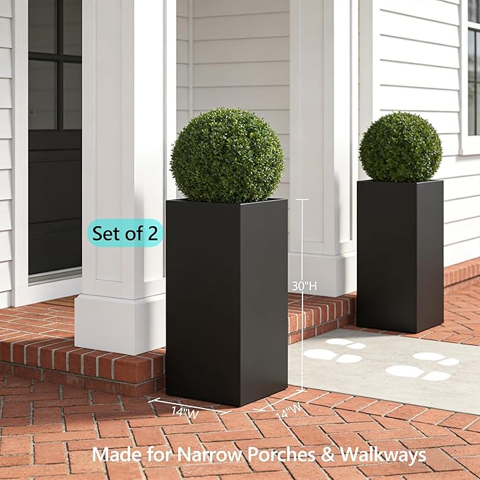 Set of 2 Tall Metal Planter Box - Image 2