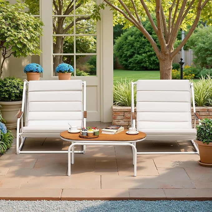 Devoko 3-Piece Patio Furniture Set 2 All-Weather Teslin Chaise Lounge Chairs - Image 7