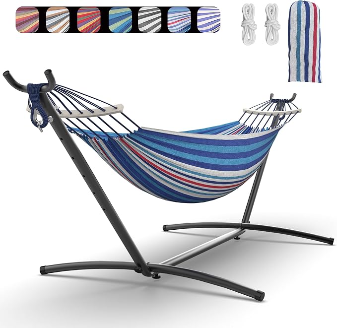 Double Hammock with Heavy-Duty Steel Stand, Easy Assembly, 600lbs Weight by Unknown