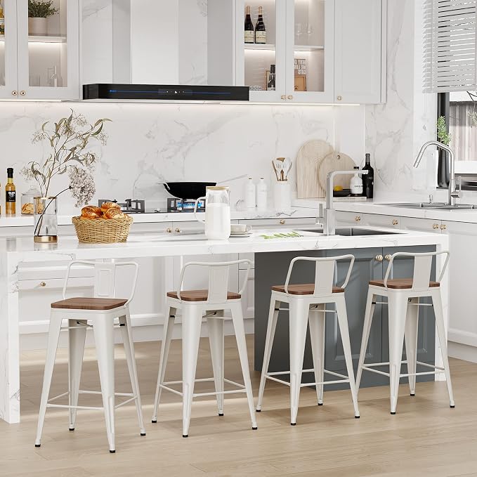 Changjie Furniture 24 Inch Bar Stools Set of 4 Industrial Metal Barstools - Image 8