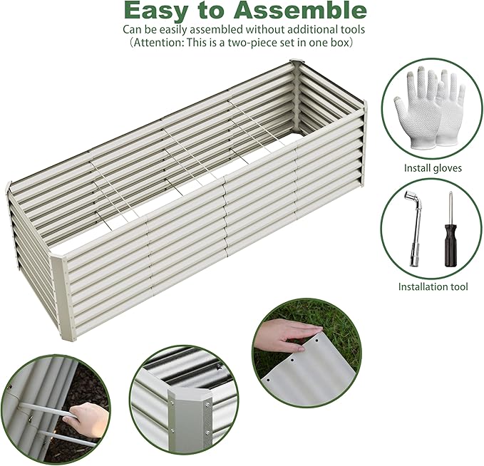 8x2x2ft Raised Garden Bed Kit, Galvanized Planter Garden Boxes Outdoor - Image 2
