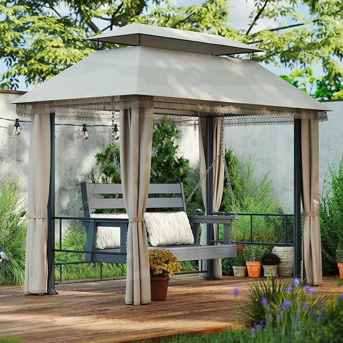 IVY&LANE Outdoor Porch Swing | HDPE Plastic | 2-Person | Hanging Bench Swings | - Image 5