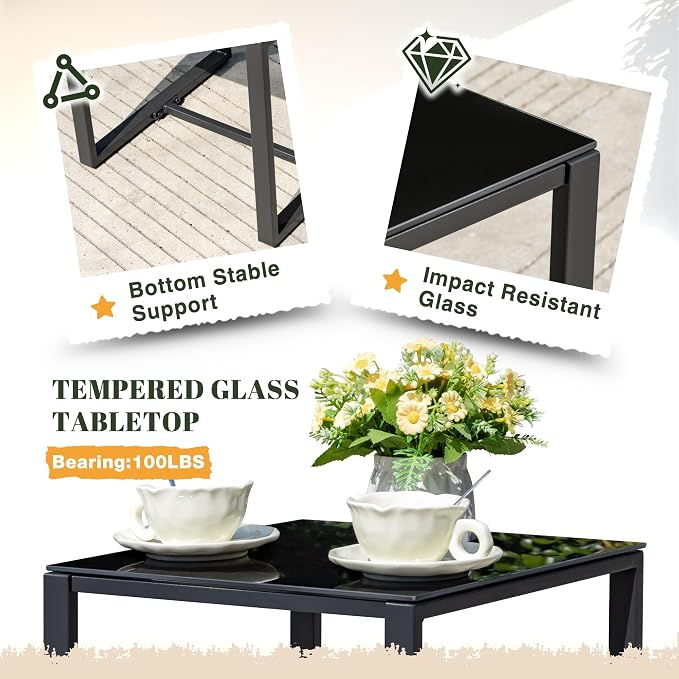 Devoko Resin Patio Furniture Set 3 Piece All Weather Outdoor Rocking Chairs - Image 5