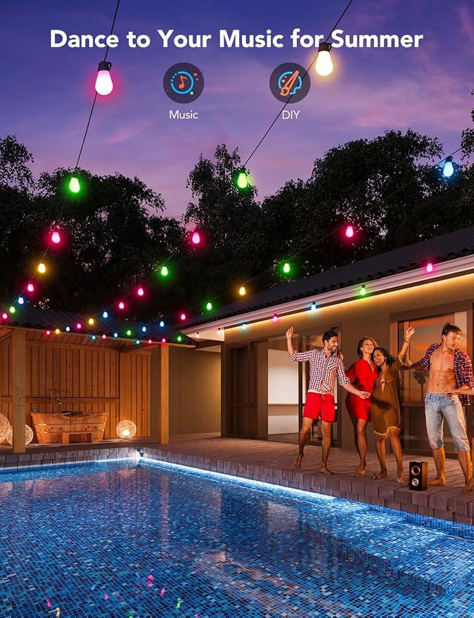 Govee Smart Outdoor String Lights H7016, 96ft RGBIC Outdoor Lights - Image 2