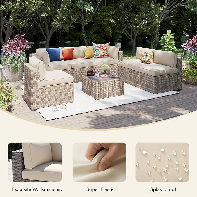 Aoxun 14pcs Patio Cushion Covers Replacement, Waterproof Outdoor Furniture - Image 3
