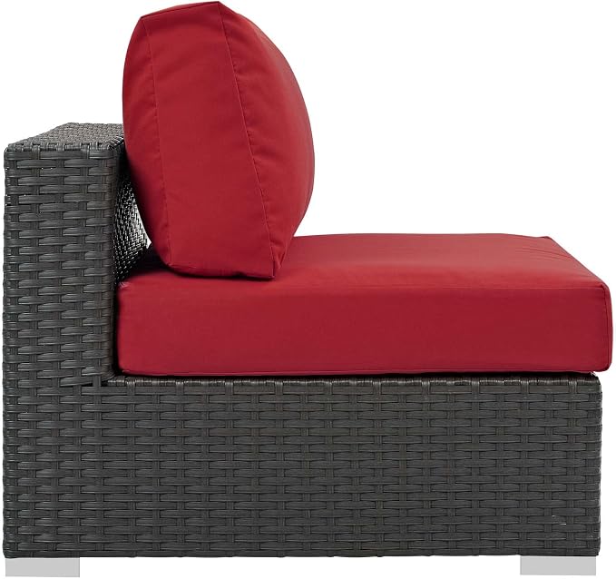Modway EEI-1854-CHC-RED Sojourn Wicker Rattan Outdoor Patio Sunbrella Fabric - Image 3
