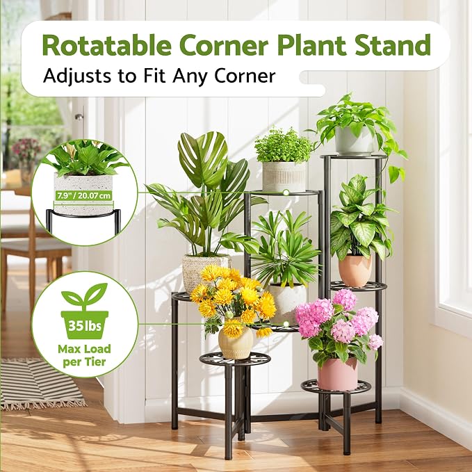 Plant Stand Outdoor, 7 Tier Foldable Corner Tall Plant Shelf - Image 2