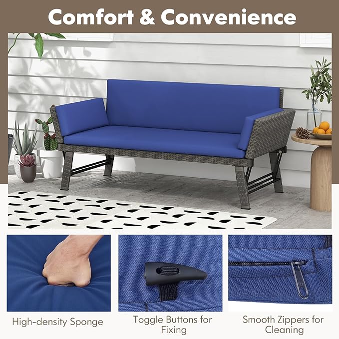 Tangkula Outdoor Convertible Sofa Daybed - Image 4