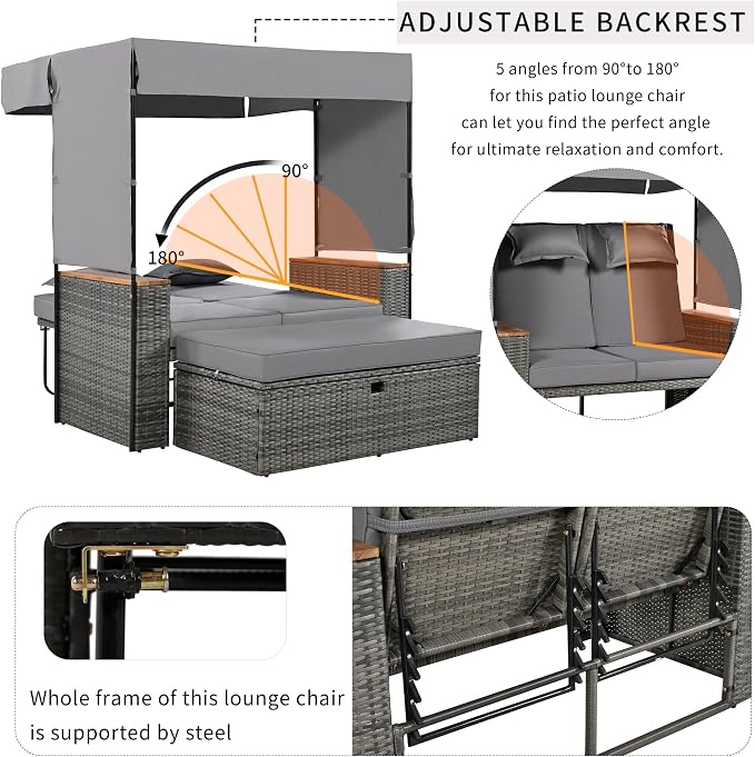 2-Piece Outdoor Rattan Daybed - Image 4