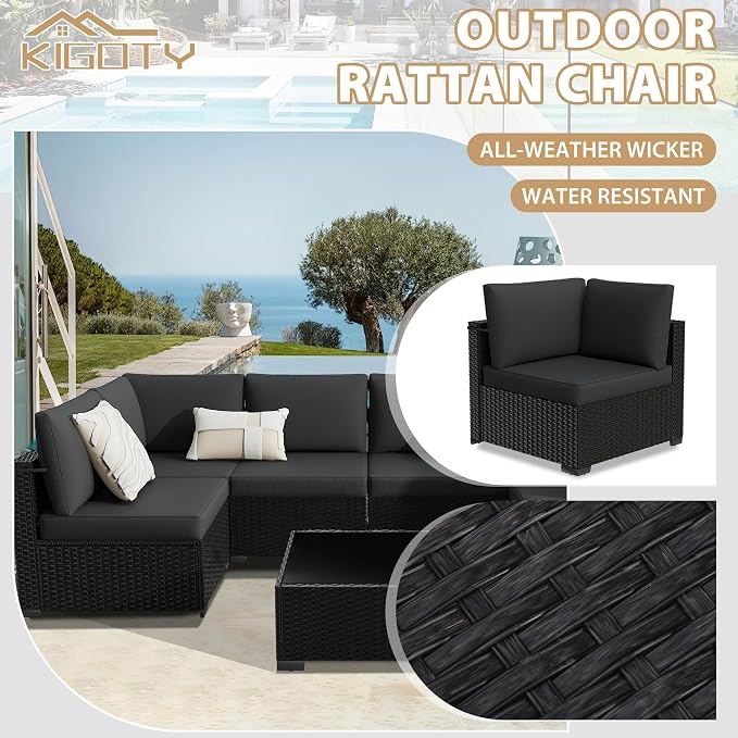 KIGOTY Patio Furniture Set, 7 Pieces Modular Outdoor Sectional Sofa, PE Rattan - Image 4