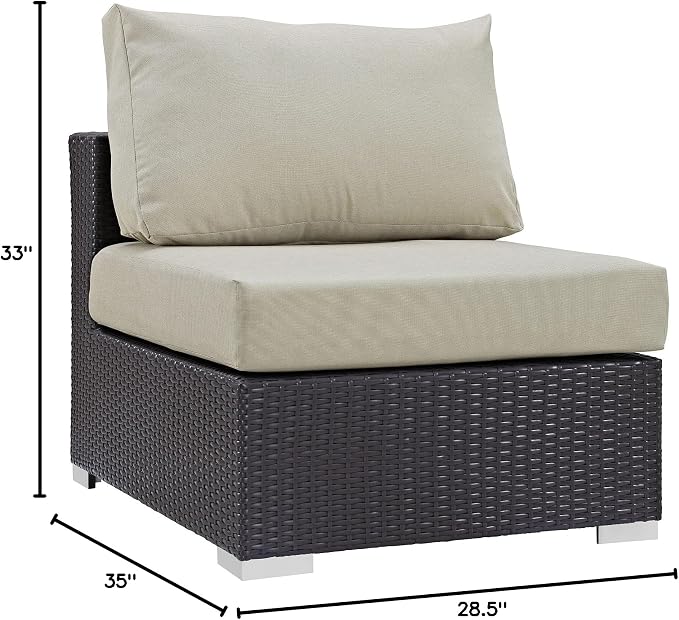 Modway Convene Wicker Rattan Outdoor Patio Sectional Sofa Armless Chair in - Image 2