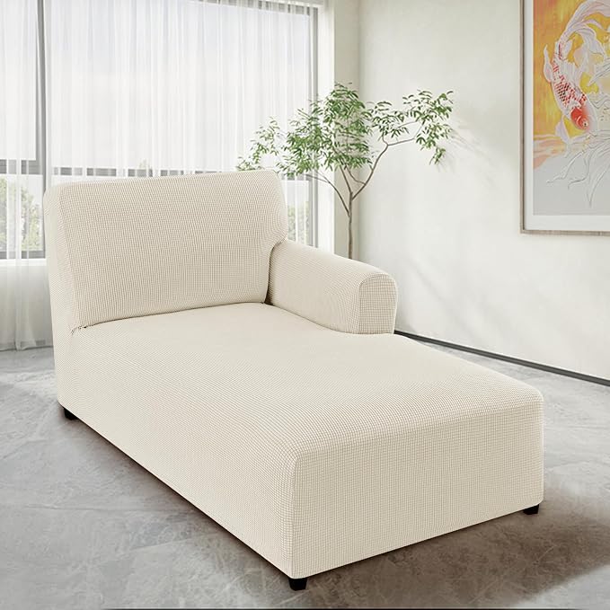 FantasDecor Right Chaise Lounge Cover Stretch Chair Lattice Slipcover - Image 2