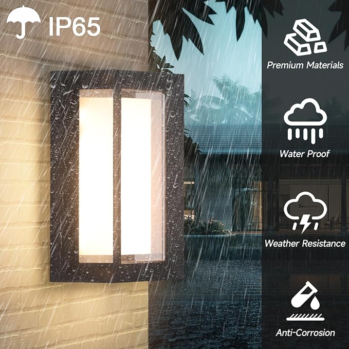 2 Pack Outdoor Wall Lights Exterior/Interior LED 24W Adjustable 3-Color 2100LM - Image 2
