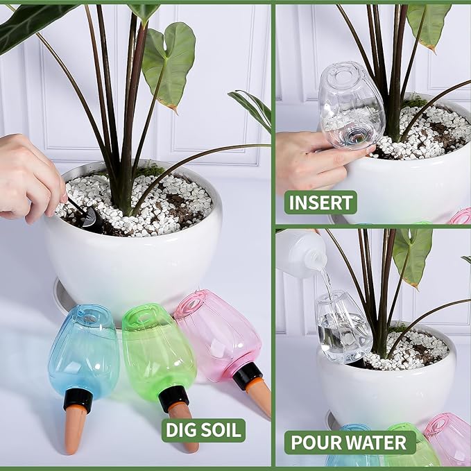 8 Pcs Plant Watering Globes Self Watering Planter Insert Plants Top Fill Water - Image 3