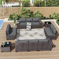 ALAULM 12 Pieces Outdoor Patio Furniture Set Sectional Sofa Sets Brown PE by ALAULM