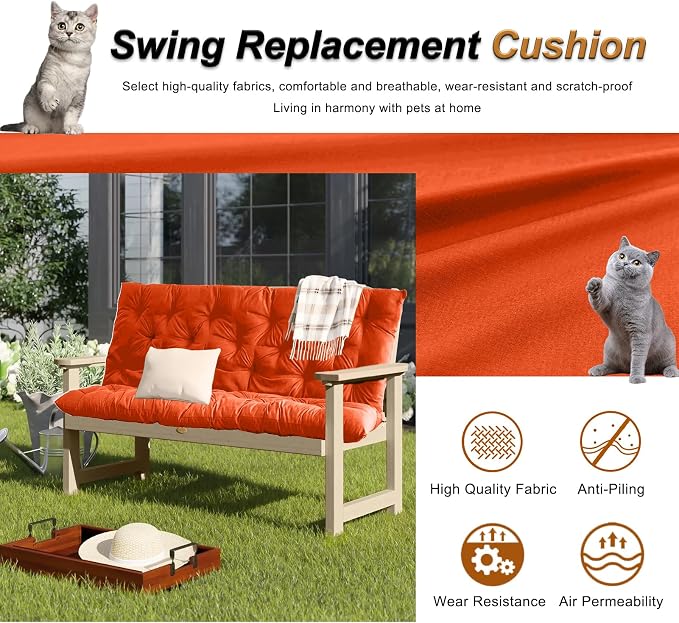 2-3 Seat Swing Replacement Cushion, Outdoor Bench Cushions - Image 2