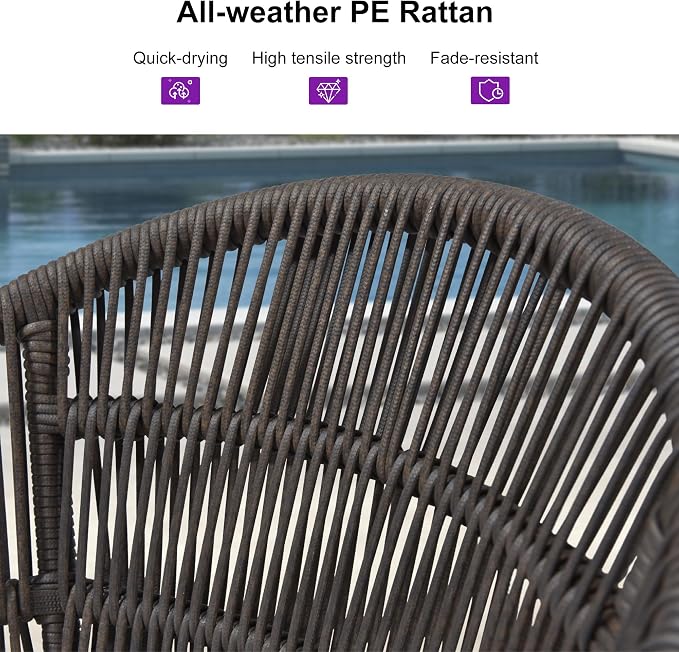PURPLE LEAF Outdoor Counter Height Bar Stools Set of 2 Patio Metal Modern - Image 4