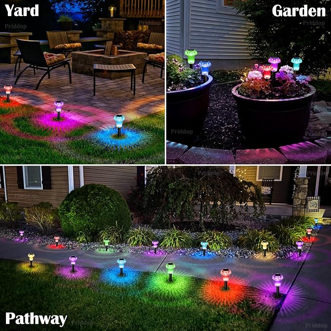 Solar Lights Outdoor Pathway Waterproof 16 Pack Color Changing LED Acrylic - Image 3