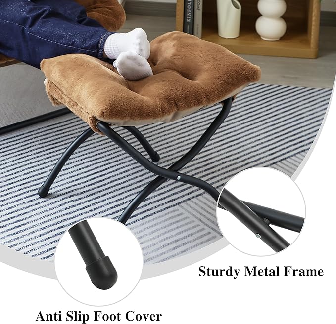 15" Folding Ottoman, Foldable Footrest Stool, Portable Small Foot Stool - Image 7