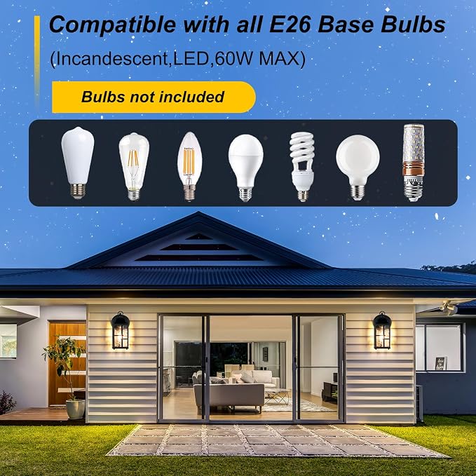 OKELI Dusk to Dawn Outdoor Wall Lights, Exterior Waterproof Lantern, Front - Image 5