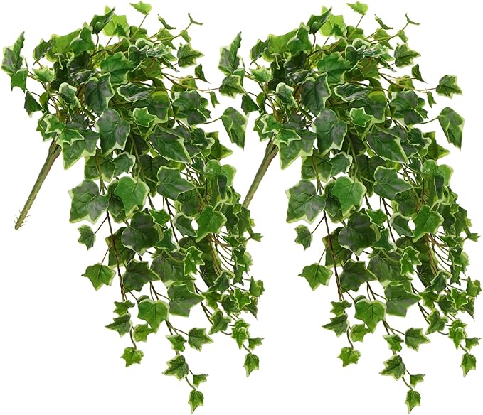 Hollyone 2pcs Artificial Hanging Plants 24" Fake Ivy Vine Faux Ivy Leaves by Hollyone